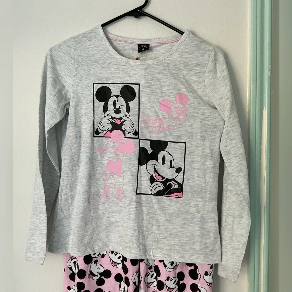 Disney Mickey Mouse Gray and Pink Pajama Set